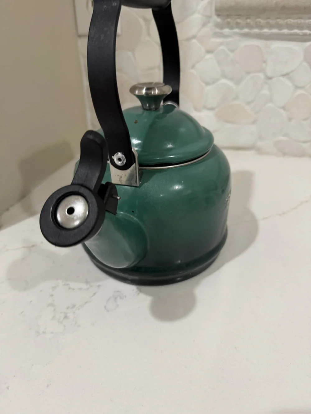 Le Creuset Green Enamel Stovetop Whistling Tea Demi Kettle
